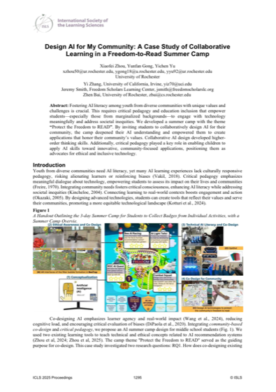 First page of Design AI for My Community: A Case Study of Collaborative Learning in a Freedom-to-Read Summer Camp
