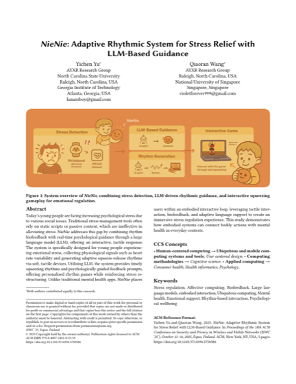 First page of NieNie: Adaptive Rhythmic System for Stress Relief with LLM-Based Guidance