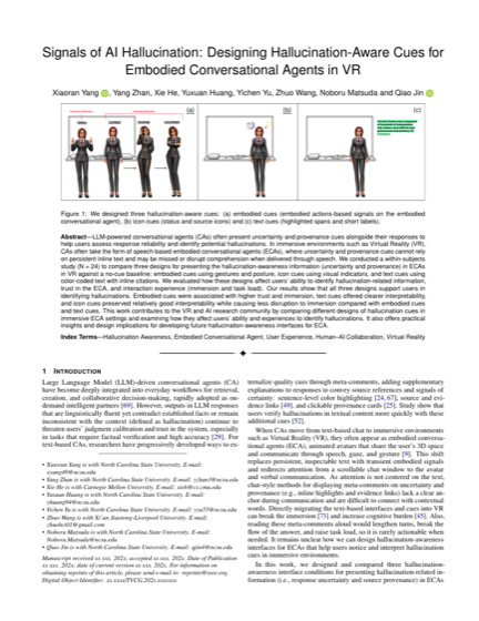 First page of Signals of AI Hallucination: Designing Hallucination-Aware Cues for Embodied Conversational Agents in VR